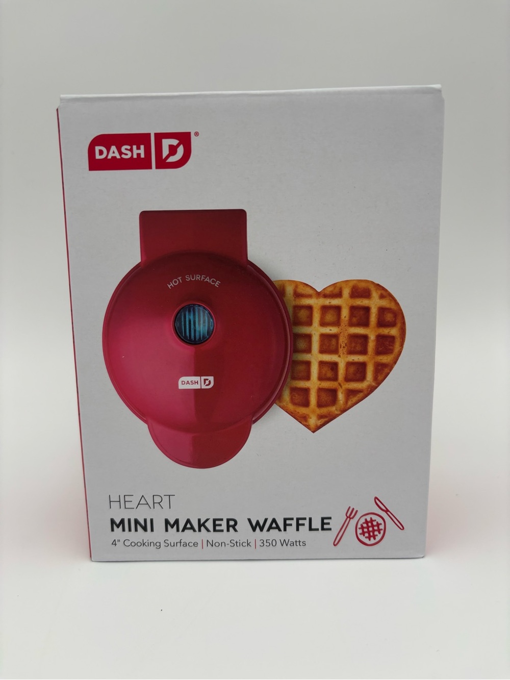 Dash Heart Mini Waffle Maker Red 4” New Open Box